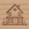A residential building designed as a reusable clip art element.