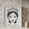 A digital illustration of a female princess with a crown and regal attire.