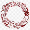 Floral Wreath Pattern for Laser Cutting An intricate SVG floral wreath pattern suitable for laser cutting and pyrography projects.