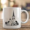 Simple Church Building Design Vector Graphic A minimalist illustration of a traditional Baptist church building with a simple facade and symmetrical design.