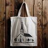 Steeply Pitched Roof Baptist Church SVG Design An illustration of a traditional Baptist church building with a steeply pitched roof and prominent steeple.