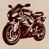 A 2D illustration of a motorcycle with bold lines and simple design, ideal for cutting machine projects.