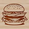 A Delicious Hamburger Illustration A detailed illustration of a classic cheeseburger with ingredients such as beef patty, lettuce, tomato, and melted cheese.