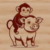 Whimsical Mammal SVG Design A digital illustration of a monkey-pig hybrid creature.
