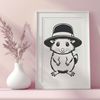 Cute Forest Creature Wearing a Chapeau A stylized illustration of a small possum wearing a hat, suitable for vector design and cutting machine projects.