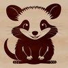 Gray Possum Illustration A small gray marsupial with pointed snout and fluffy fur.