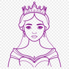 Regal Girl in Elegant Dress A young female character in a regal dress, suitable for vector art design.