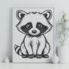 A simple vector illustration of a racoon in black outline style, suitable for digital design and crafting.
