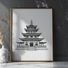 Intricate Temple Clipart for Cutting Machines Buddhist temple architecture with intricate details and ornate designs, suitable for vector art and cutting machine stencils.