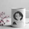 A minimalist vector graphic portrait of a woman in profile.