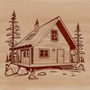Hand-Drawn Wooden Cabin SVG Design A simple, hand-drawn design of a rustic wooden cabin with a sloping roof.