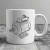 Motor Component Illustration A digital representation of a motor component with detailed lines and curves.