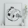 Mechanical Marvel Design SVG design of a motor featuring precise mechanical parts and industrial elements.