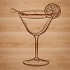A glass containing a mixed drink with garnishes, depicted in vector format.