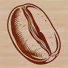 A stylized illustration of a single coffee bean, suitable for digital design and crafting.