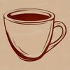 A simple illustration of a ceramic coffee cup with a handle and saucer.