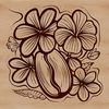 A stylized illustration of a coffee bean with floral elements.