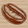 A single coffee bean with visible creases and details, suitable for vector art designs.