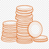 Denomination Diversity Illustration A set of stacked coins with varying denominations in different colors.