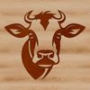 Stylized Cow Head Clip Art A stylized illustration of a cow's head with bold lines and simple design.