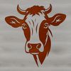 A detailed illustration of a cow's head, suitable for vector design and cutting machine stencils.