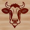 A stylized illustration of a cow's head, suitable for vector design and digital cutting machines.