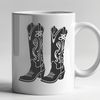 Vector Art Boots and Spurs A stylized illustration of traditional cowboy boots, designed as vector art for cutting machines and digital design.