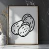 Vector Art of a Grown Potato A digital illustration of a whole potato in various stages of growth, suitable for vector art and design projects.
