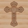 A decorative crucifix design with intricate details.