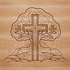 Beautiful Iconic Cross Design A simple crucifix icon made up of intersecting lines and shapes.