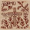 Floral Patterned Crucifix Illustration A detailed illustration of a crucifix with intricate floral patterns.