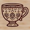 A simple illustration of a ceramic cup with a handle.