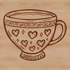 Love Heart Cup Design SVG File A stylized vector cup design featuring love hearts around the rim.