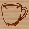 A simple illustration of a standard coffee mug with a handle.