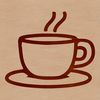 A simple line drawing of a ceramic coffee cup with a handle and rim.