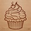 A single serving-sized cake with frosting and decorations, depicted as a vector graphic.