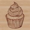A baked good cupcake made from cake with frosting and decorations.