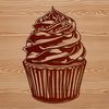 Cute Layered Dessert Design A simple, colorful cupcake made from various layers of cake and frosting.