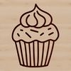 Line Art Cupcake Graphic A simple line drawing of a cupcake as a vector graphic design.