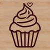 Heart-Topped Dessert Drawing A simple line drawing of a cupcake with love hearts on top, suitable for various uses.