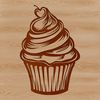 Colorful Cupcake Graphic Design A colorful illustration of a single serving dessert cupcake with frosting on top.