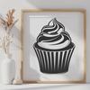 A decorative cupcake illustration made in vector format.
