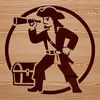 A cartoon pirate character made from vector lines, ready to be cut or engraved.