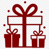 A simple, vector illustration of a rectangular gift box with a ribbon tied around it.
