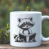 Raccoon Reading in the Forest A cartoon raccoon character sitting on a rock and reading a book in a natural forest setting.