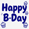 A simple vector design featuring the phrase 'Happy Birthday' in bold font.