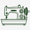 Illustration of a sewing machine with detailed mechanical components
