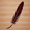 A single feather illustrated in a simple vector design.