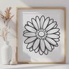 Detailed Daisy Outline Design A detailed outline design of a daisy, suitable for cutting or laser engraving projects.