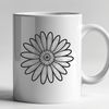 White Daisy Silhouette A single white daisy with yellow center on a green stem.